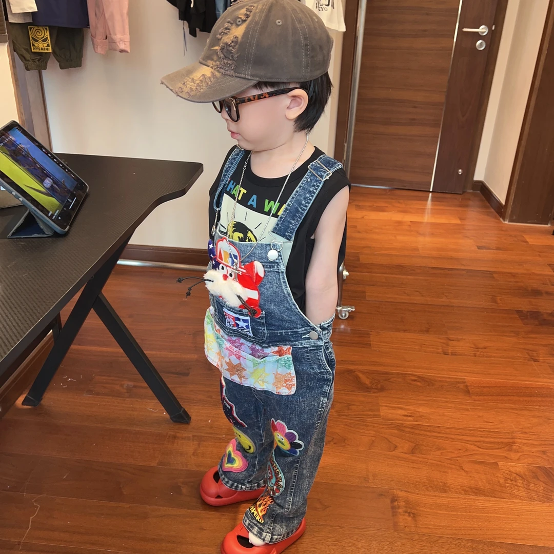 【扣号通用链接3】 儿童贴布刺绣重工卡通牛仔背带裤