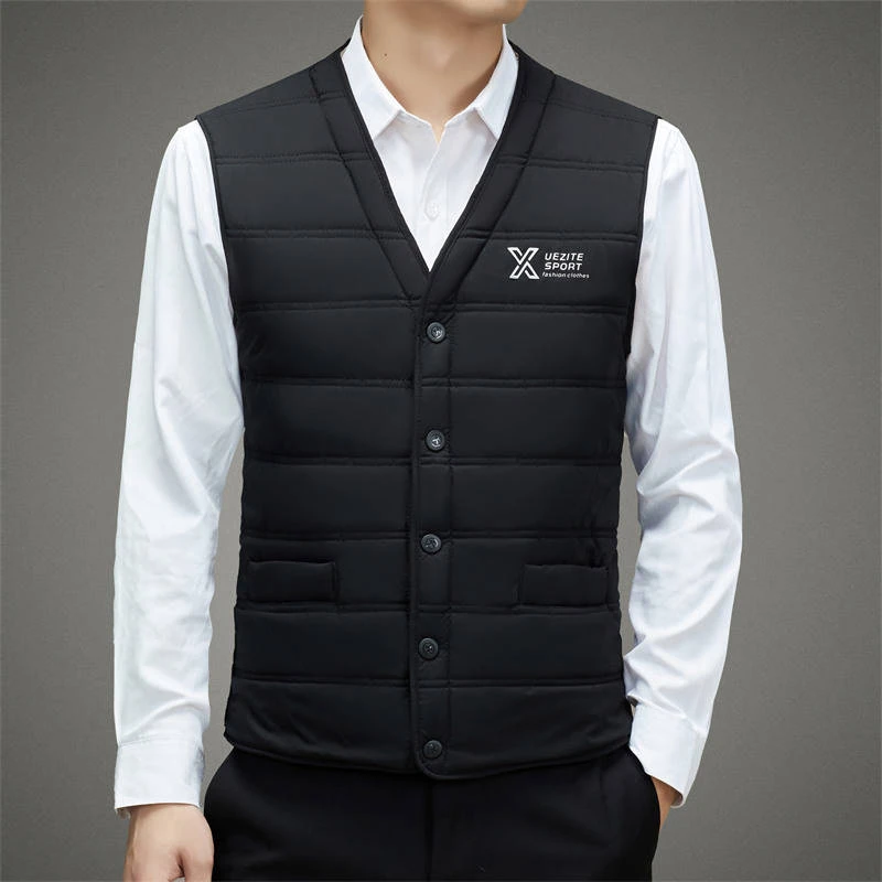 2023新款中老年男士加绒内穿秋冬季暖背大码背心马甲加厚马夹保暖