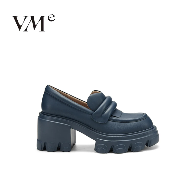 VME/舞魅新款圆头高粗跟套脚圆头乐福鞋厚底乐福鞋【VS22C1709】