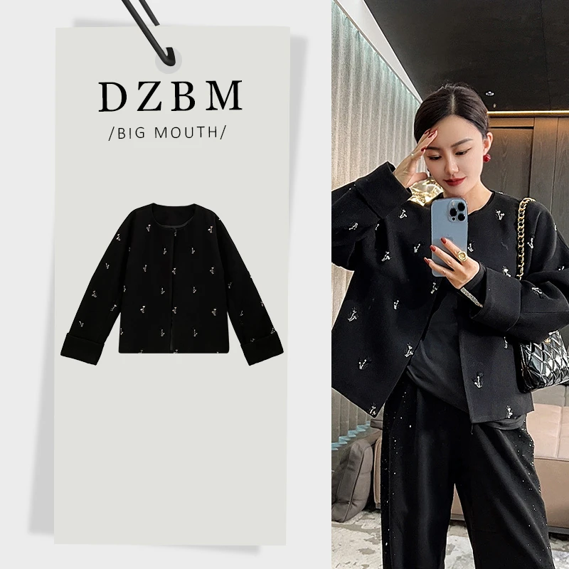 DZBM小香风气质时尚休闲黑色设计师短款女士初秋西服外套-W5728