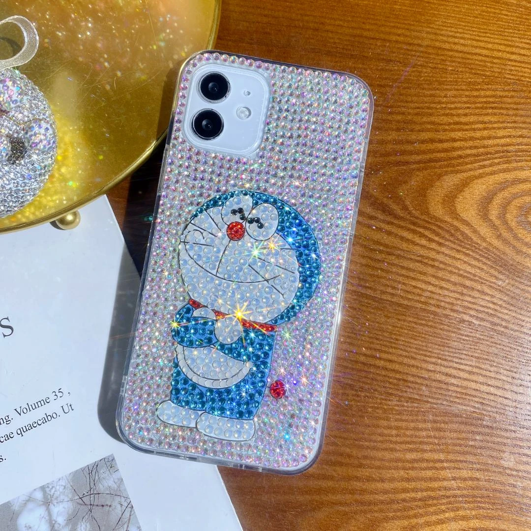 【苹果/华为/OPPO/VIVO/小米】奢华高定满钻叮当猫镶钻手机壳定制