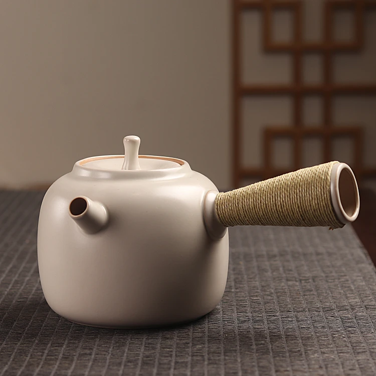 潮州原矿陶苏打釉煮茶壶侧把提梁款600-700毫升