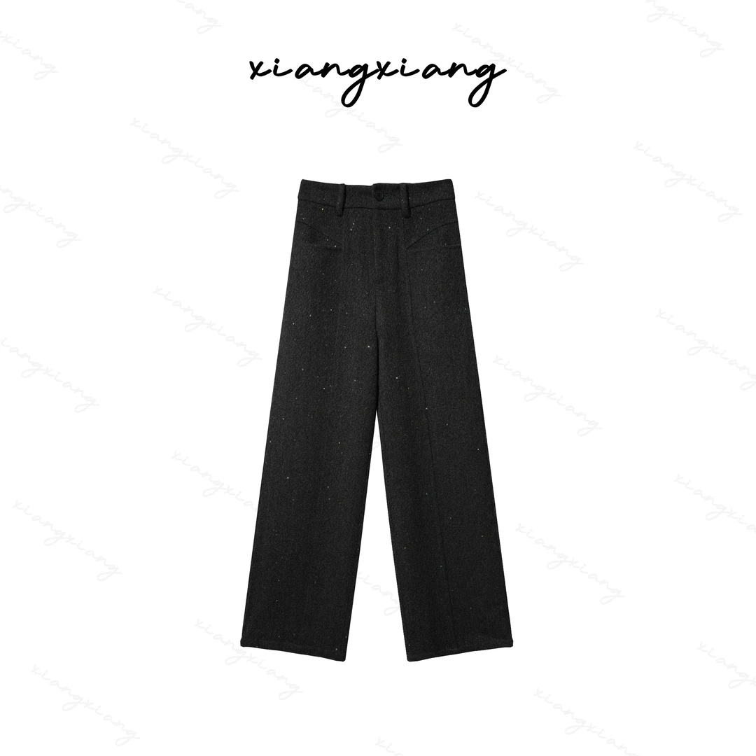 <满眼繁星>[7天之内发完]高腰显瘦羊毛裤加厚窄款垂感直筒裤S1287