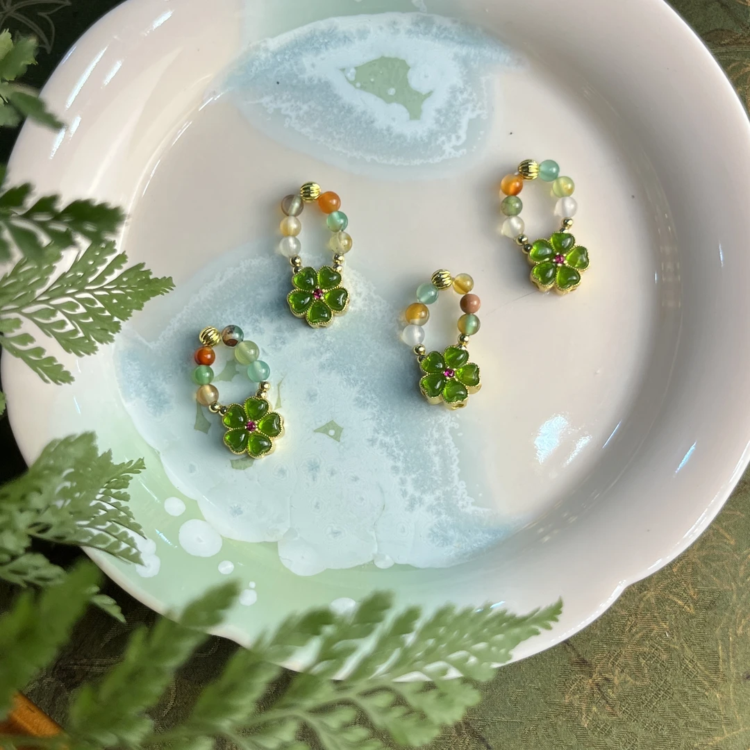 【五叶花提溜】阿陌原创提溜五叶花孔雀纹玛瑙盖碗配饰围炉煮茶提溜