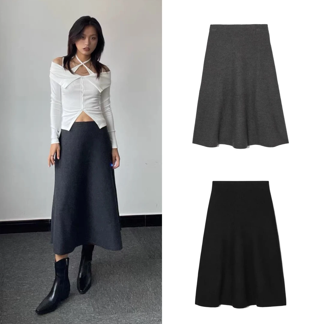 【羊毛半裙】秋冬新款百搭时尚显瘦鱼尾中长款针织半身裙.Y4696