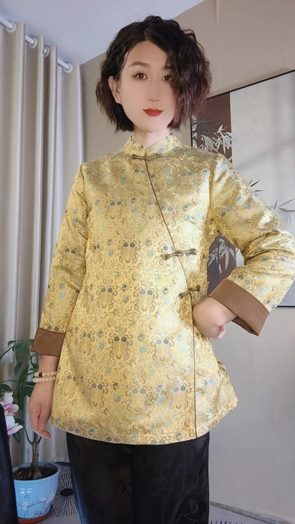 双鱼花秋季新款国风上衣外套中长款显瘦时尚