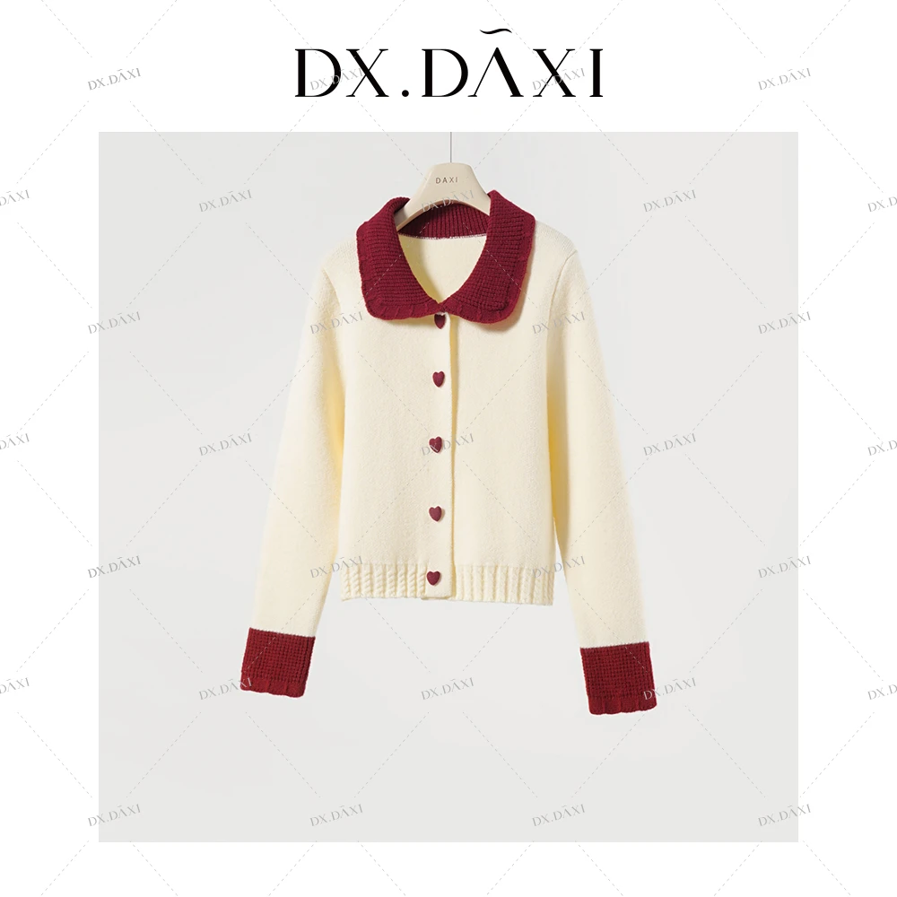 代大喜【糖霜莓果】甜美外套翻领开衫休闲百搭冬季新款毛衣针织衫