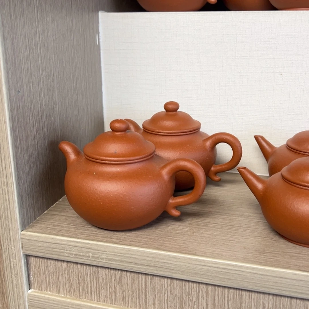 紫砂茶壶微瑕朱泥莲子壶