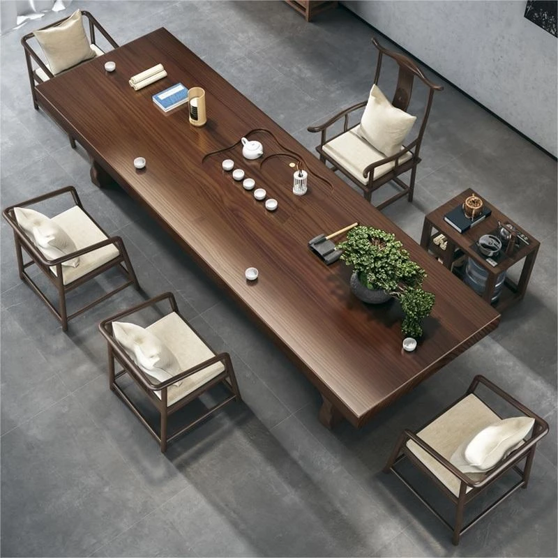 新中式禅意实木茶桌办公室茶盘一体茶台简约现代客厅泡茶桌椅组合