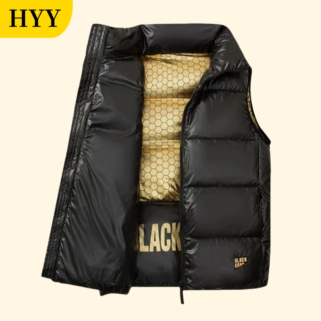 25年新款黑金棉马甲时尚秋冬男女同款立领免洗外穿宽松坎肩保暖01
