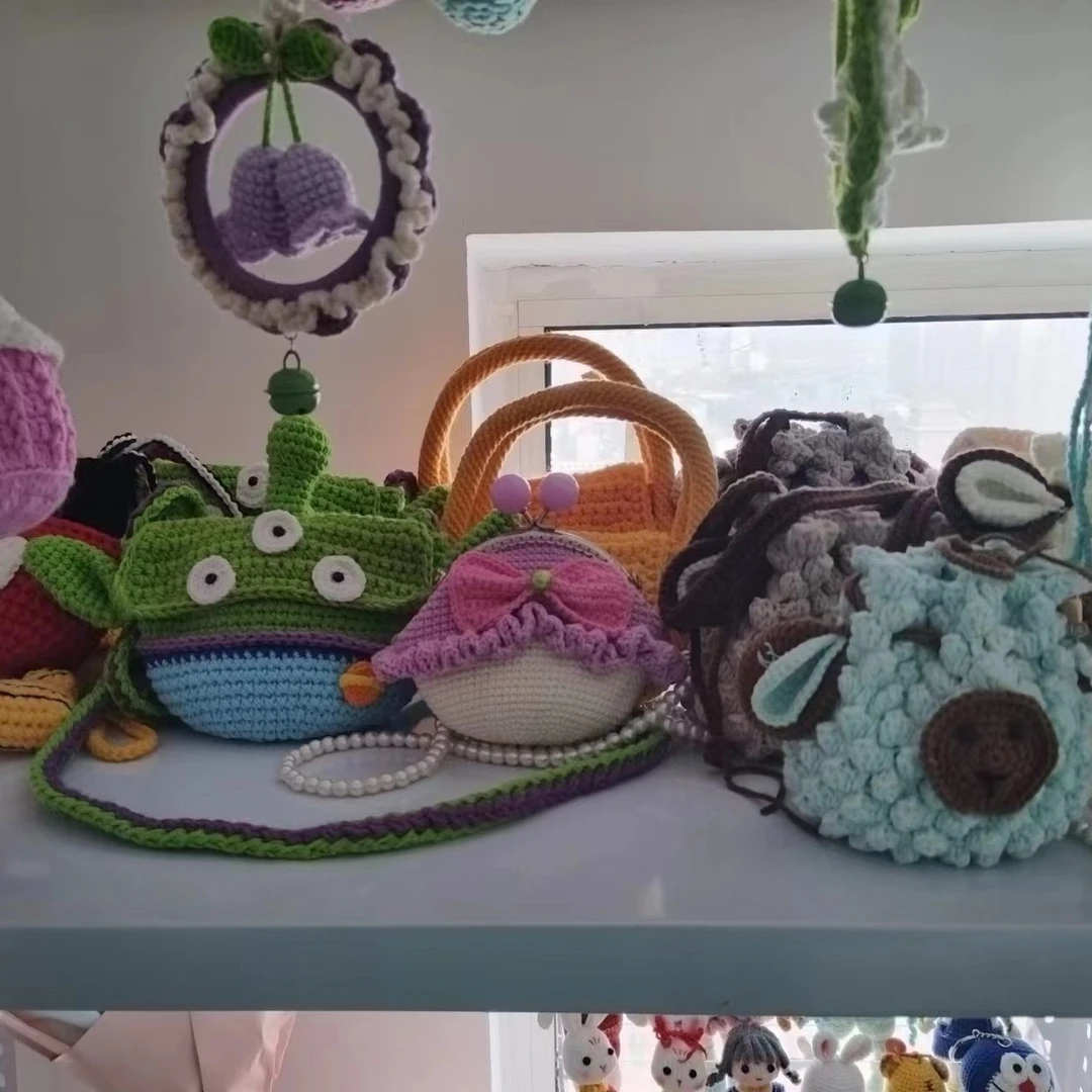 手工编织成品斜挎包 手提包 背包 手机包