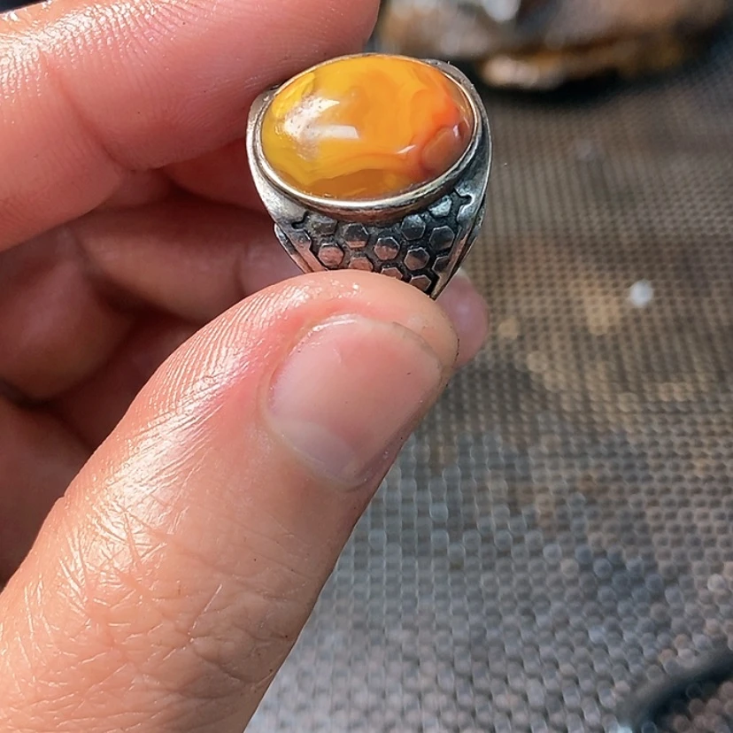 【闪购商品】玛瑙/玉髓戒指银S925镶嵌英*