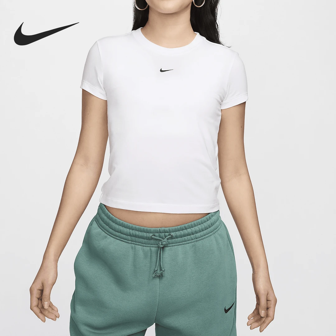 Nike/耐克正品夏季新款女士修身圆领针织短袖T恤FV5509-100