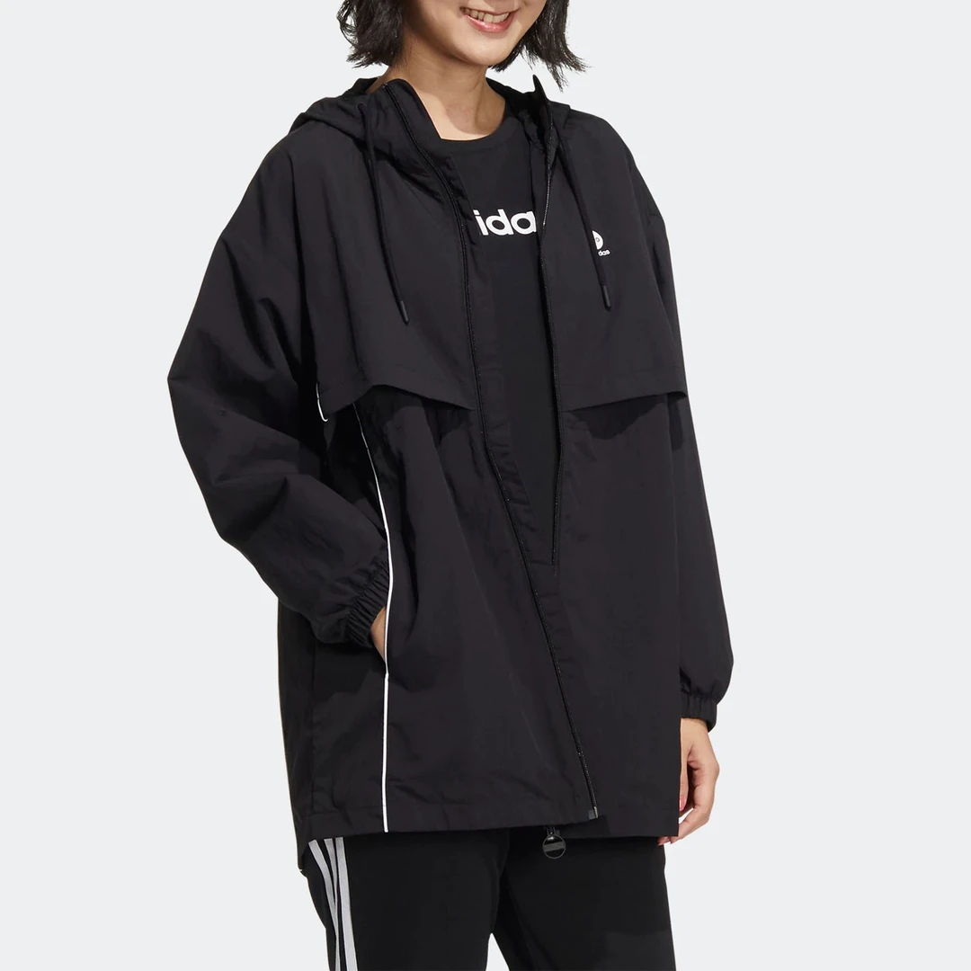 Adidas/阿迪达斯正品neo 2022春新款梭织女款运动夹克HM7418