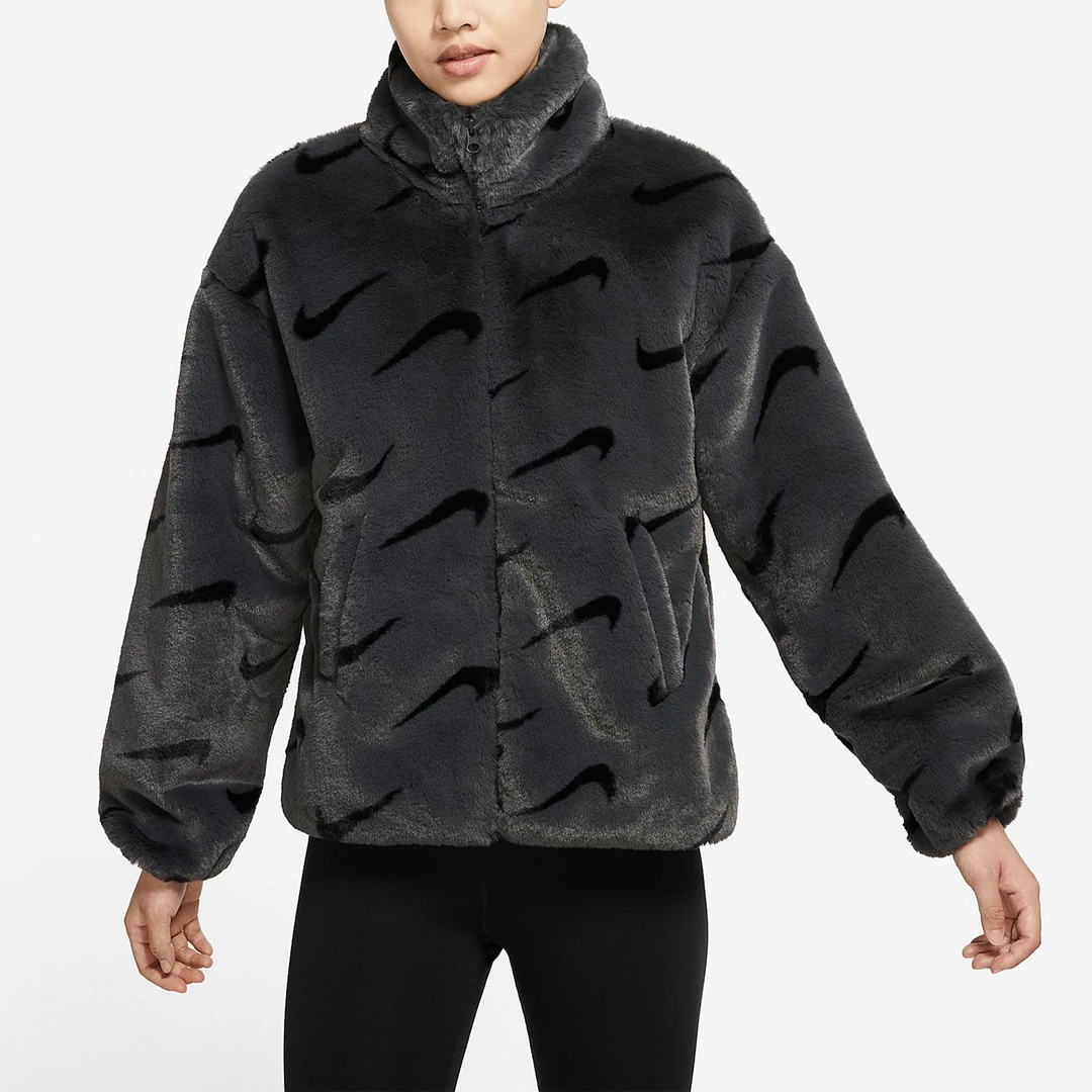 Nike/耐克正品冬季新款女子人造毛皮整版立领外套DQ6843-070