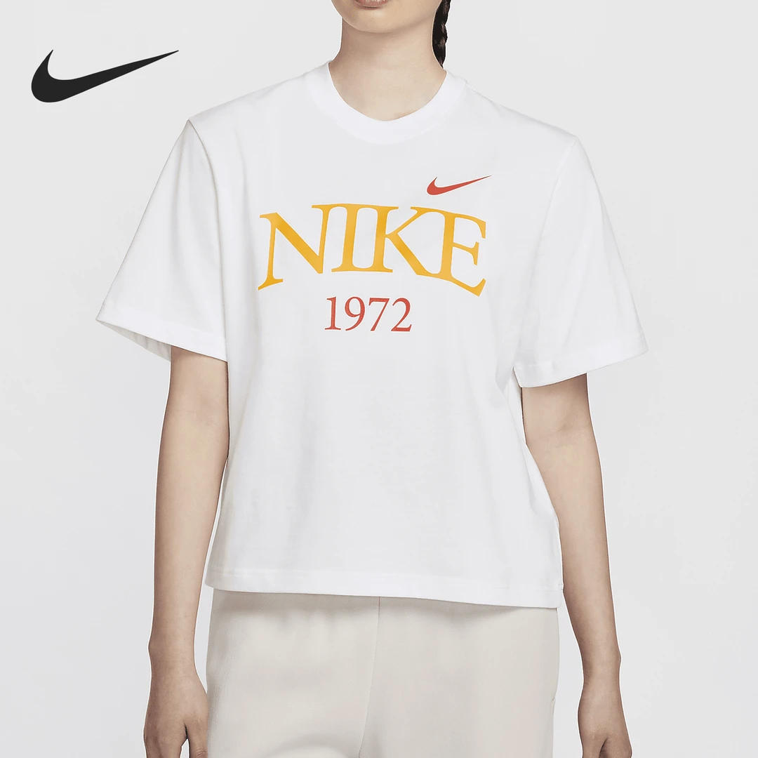 Nike/耐克正品2024新款女士简约休闲圆领短袖T恤FQ6601-101