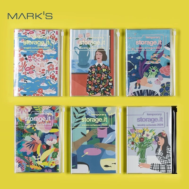 marks2024年艺术家联名手帐本记事本竖式时间轴收纳封面B6变型