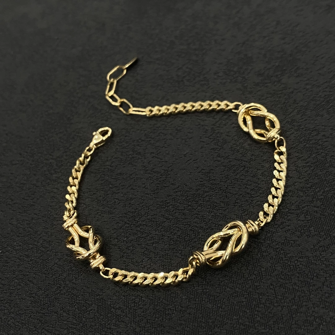 手链*18k金*浅金 古巴八字结 18cm Au750 #8124
