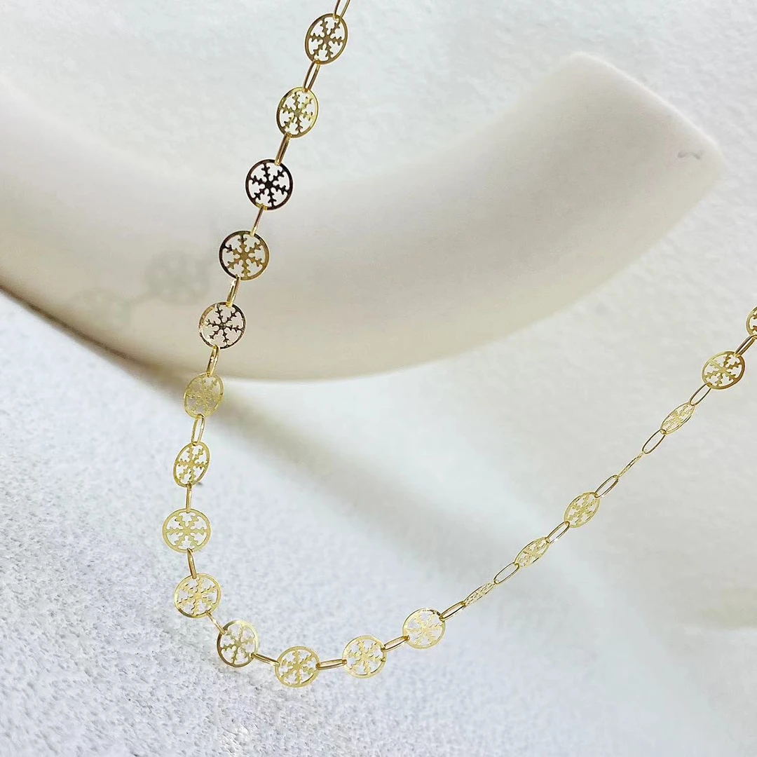 罗马假日｜18k金雪花圆片项链#1161时尚百搭小众