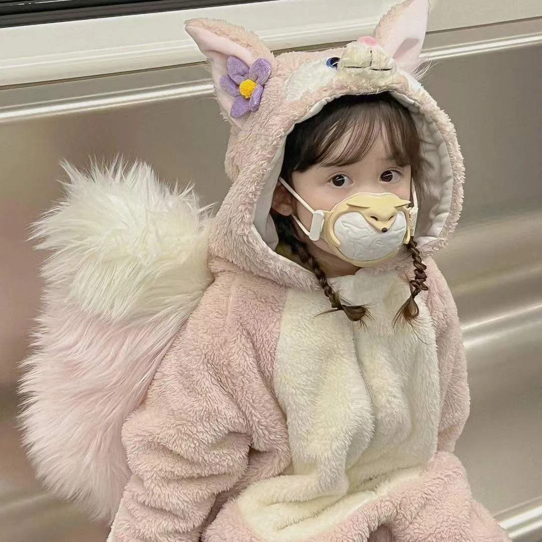 女童连体衣带尾巴小狐狸睡衣儿童宝宝衣服
