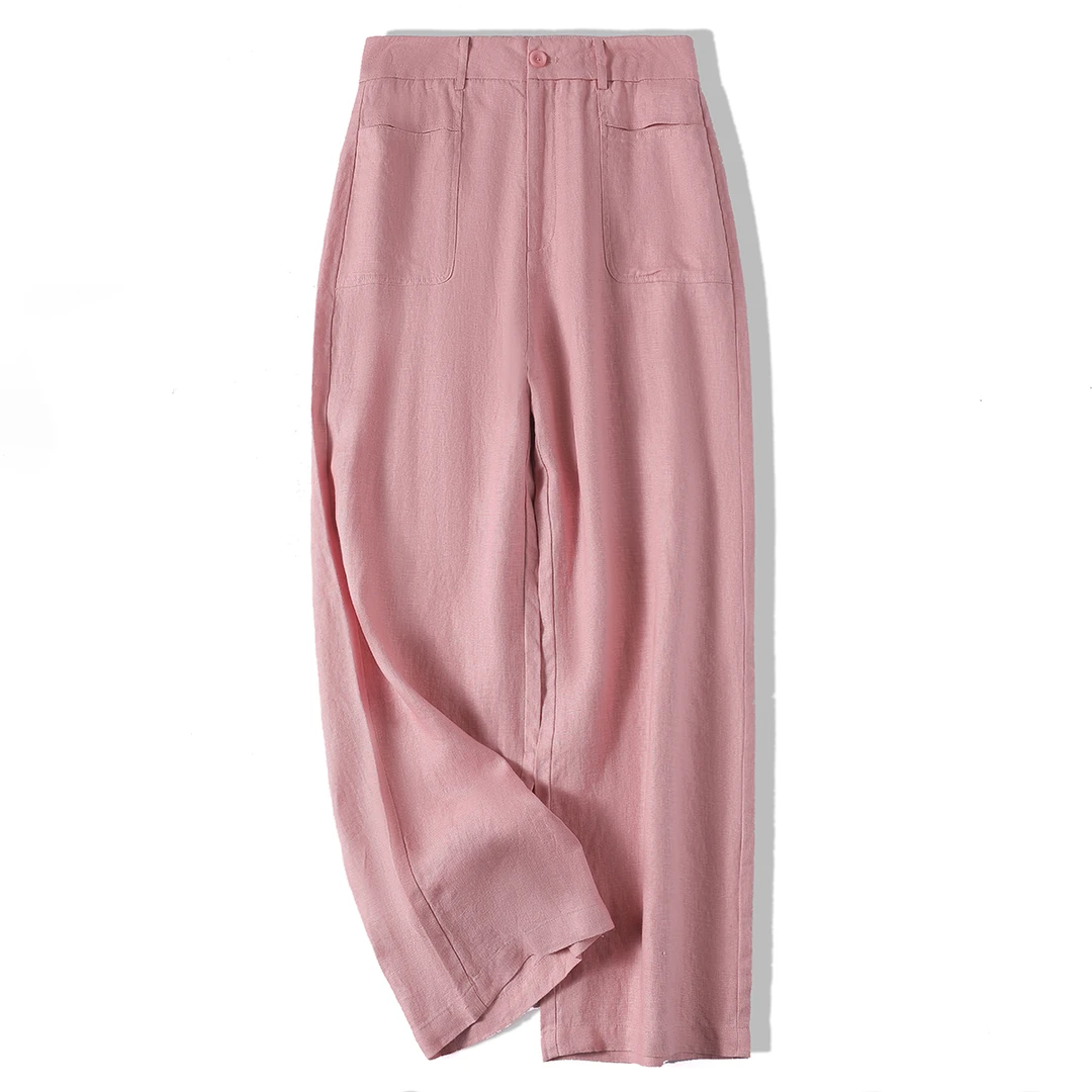 6135 品质柜货！精裁！亚麻夏季时尚百搭女式高腰显瘦休闲弯刀裤