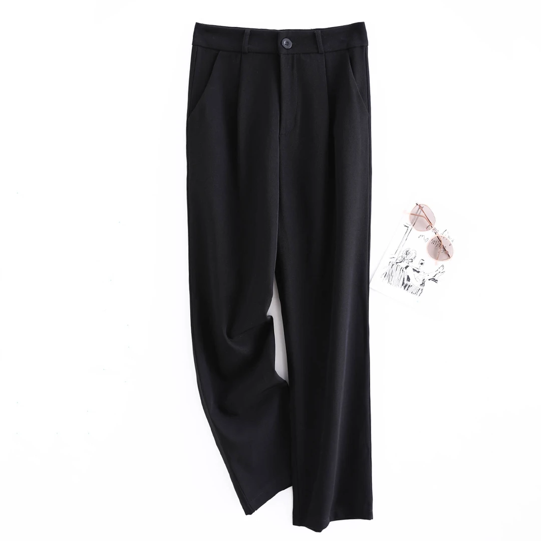 11107 品质柜货！女式春秋百搭高腰显高显瘦通勤直筒休闲裤