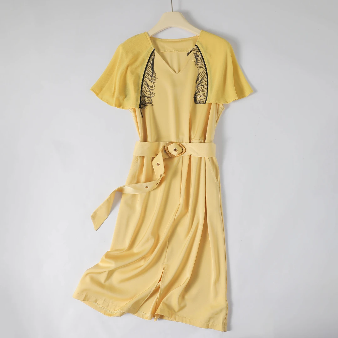 R-7407 休闲夏季气质连衣裙女士显瘦时尚中长款收腰裙子