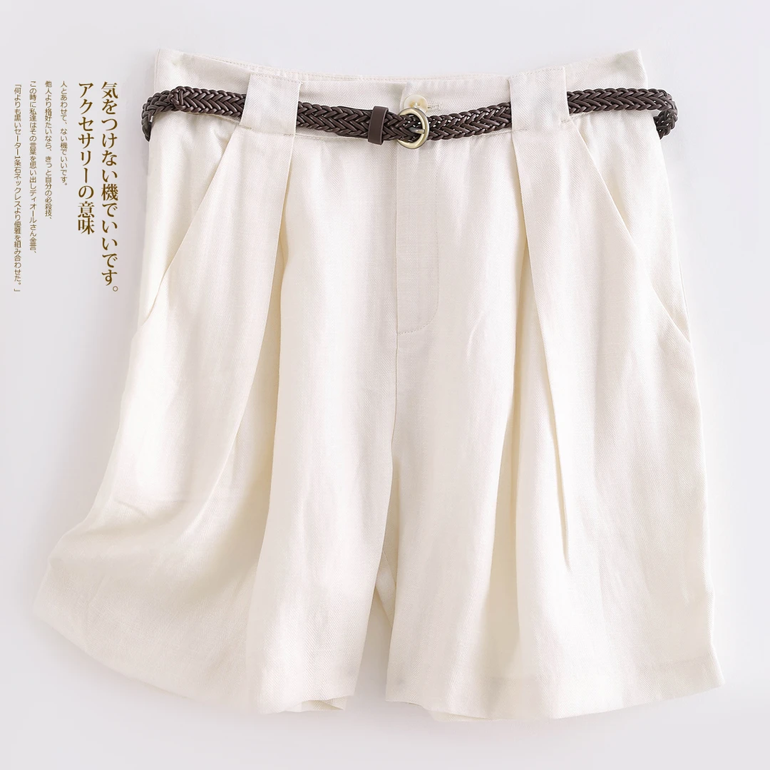 25608  品质柜货！精裁！高腰A字棉麻短裤休闲时尚薄款亚麻阔腿裤