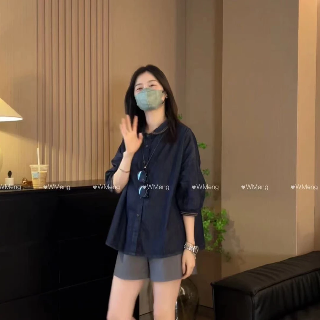 WMeng.【南山南】小众设计师款显瘦娃娃款牛仔衬衣JS-N-25052808
