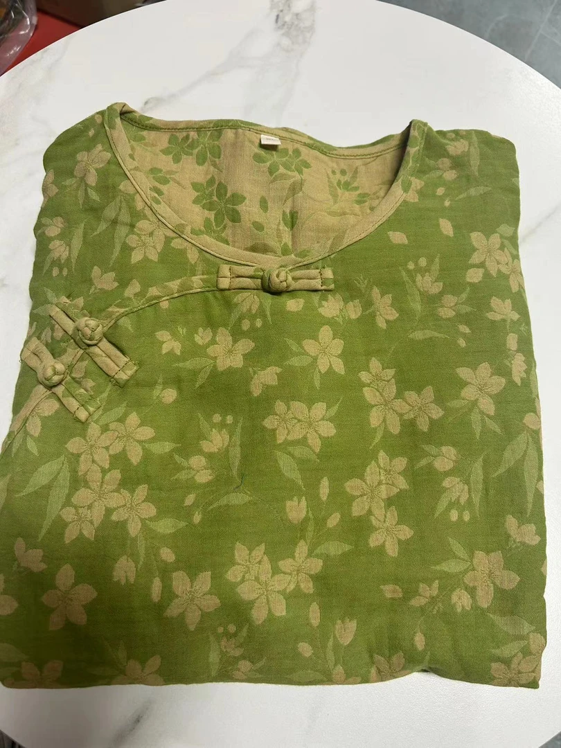 【弘雪】斜襟款双层纱新家居服 时尚亲肤舒适透气纯棉网红提花百搭