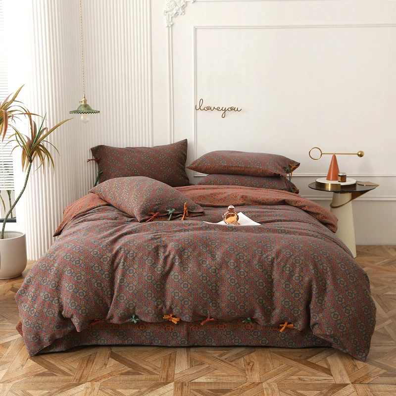 【弘雪】蒂芙妮  高端复古Tlffany精梳双层纱母婴级A类床上四件套