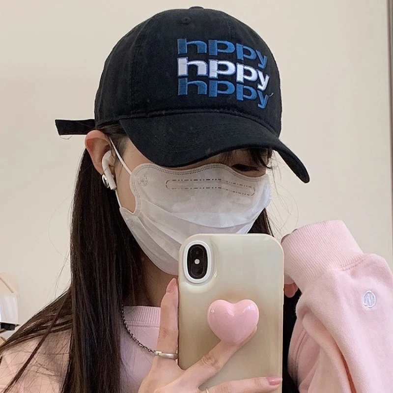 鸭舌帽子女韩国四季百搭刺绣软顶网红潮牌宽檐显脸小遮阳棒球帽男