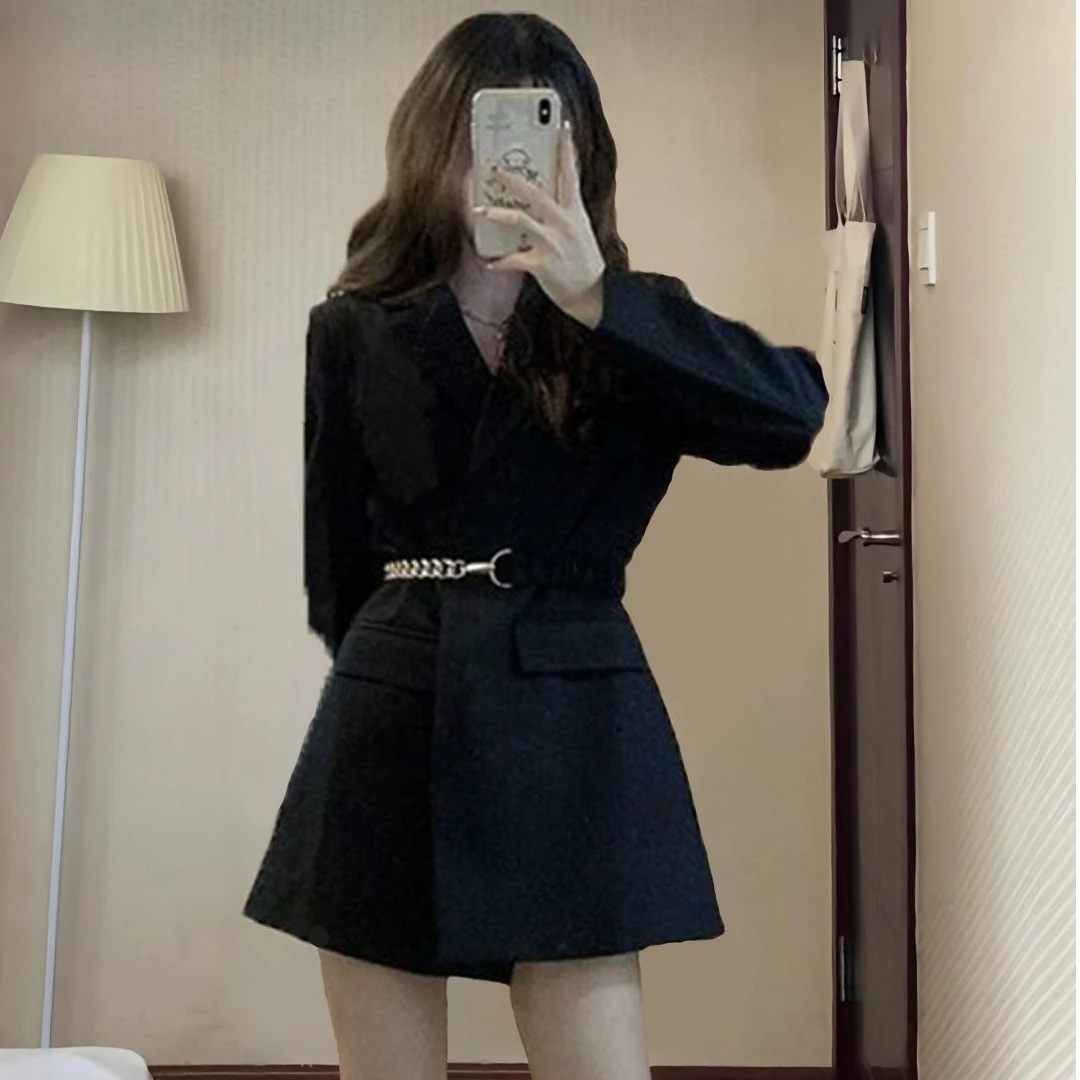 高级感黑色西装外套女春秋新款小个子韩版宽松休闲时尚显瘦西服女
