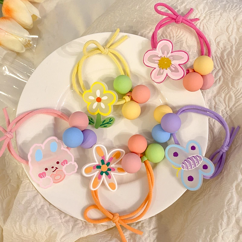 儿童彩色花朵发圈夏季新款发绳可爱高弹皮筋扎马尾丸子头头绳头饰