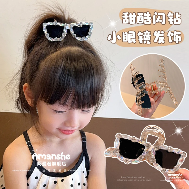 儿童墨镜抓夹女童高马尾绑发圈发卡小女孩皮筋扎头发宝宝个性头饰