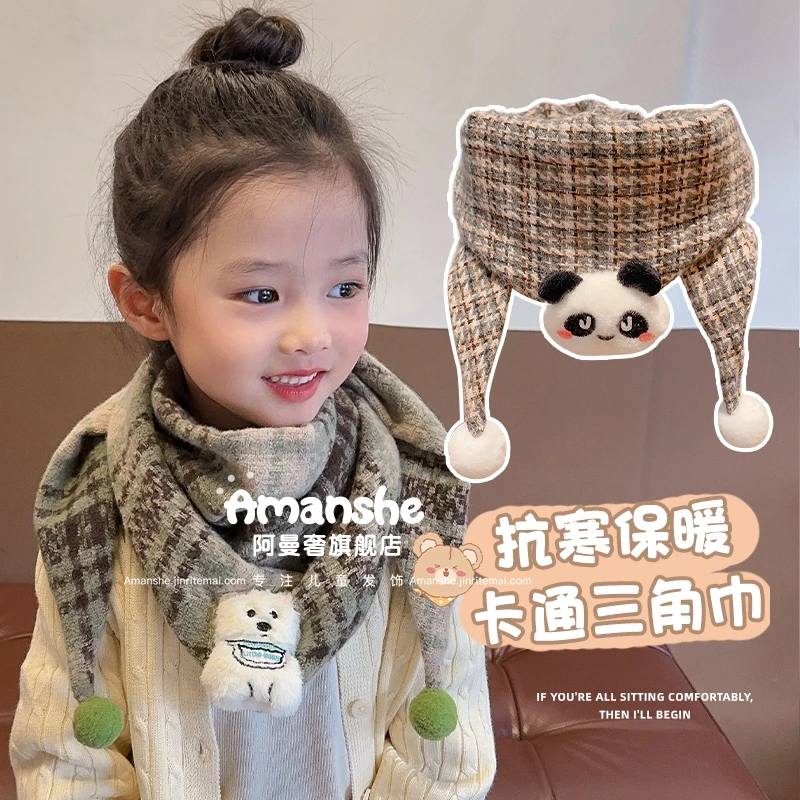 儿童围巾可爱秋冬脖套三角围巾女童防风保暖可爱洋气外出围脖新款