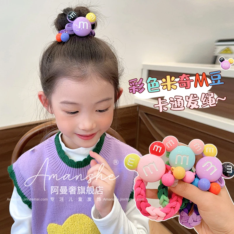 儿童彩色编织加粗发圈女童宝宝卡通公仔马尾丸子头皮筋女孩发饰