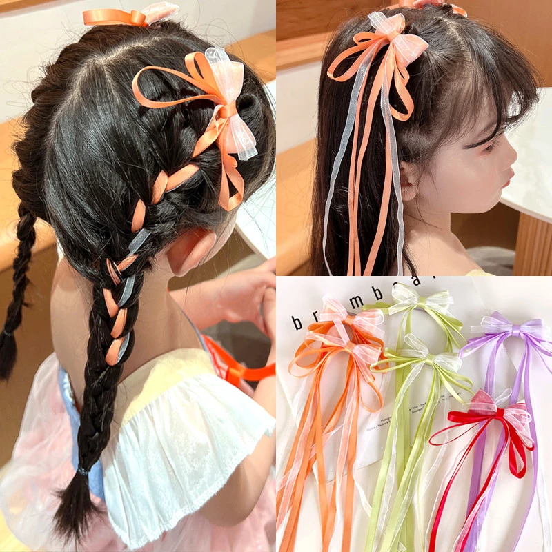超仙蝴蝶结飘带发夹中国风唯美宝宝编发头饰小女孩可爱马尾夹发饰