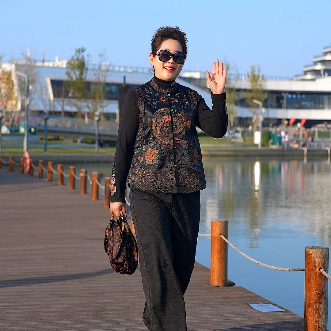 （凤凰于飞）新中式重工刺绣复古气质提花国风马甲女款爆款2025新款