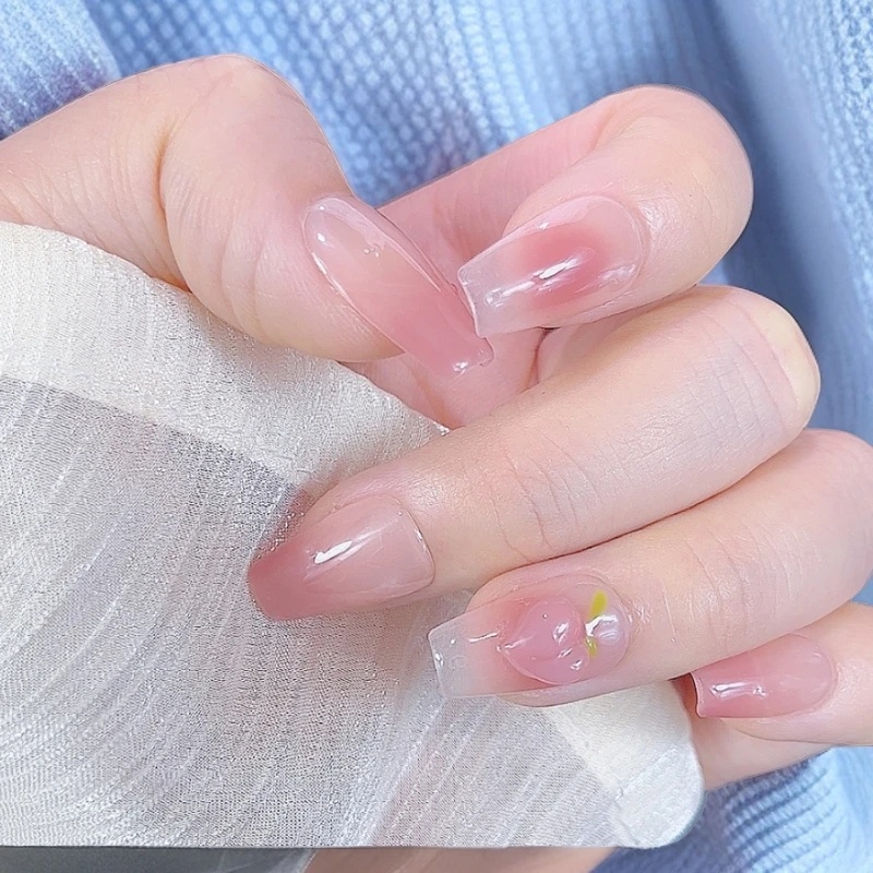 【小屁桃】春夏新款纯手工穿戴甲晕染渐变腮红纯欲冰透气质美甲贴片