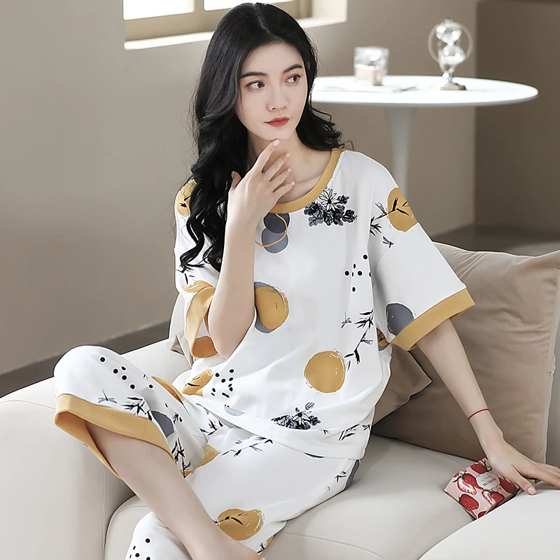 【专柜正品】新款睡衣女春夏季纯棉家居服套装可外穿凉感睡衣女