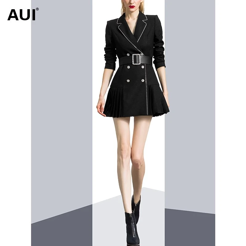【媛媛女王专享】AUI黑色设计感职业气质西装外套女-20Q046803