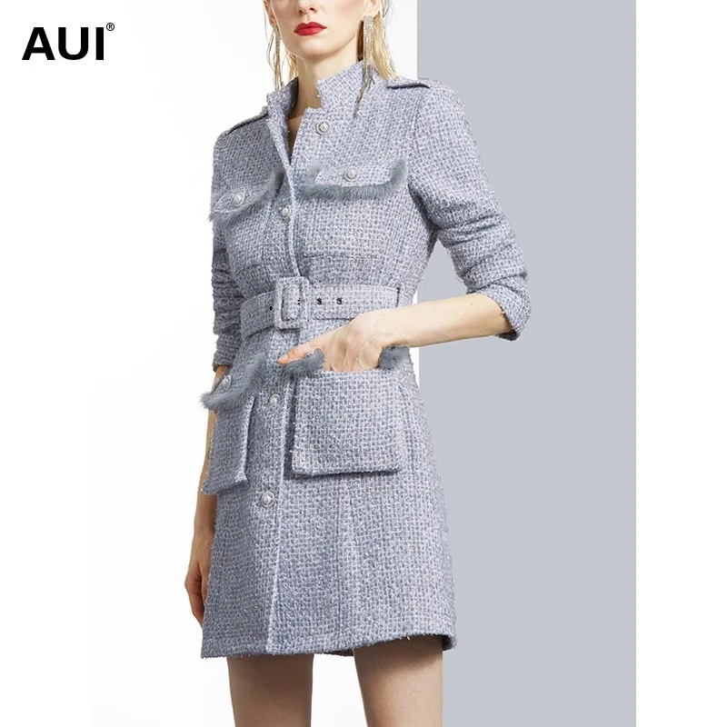 【雅姐甄选】aui欧美风毛呢外套气质加厚呢子大衣-20Q096812