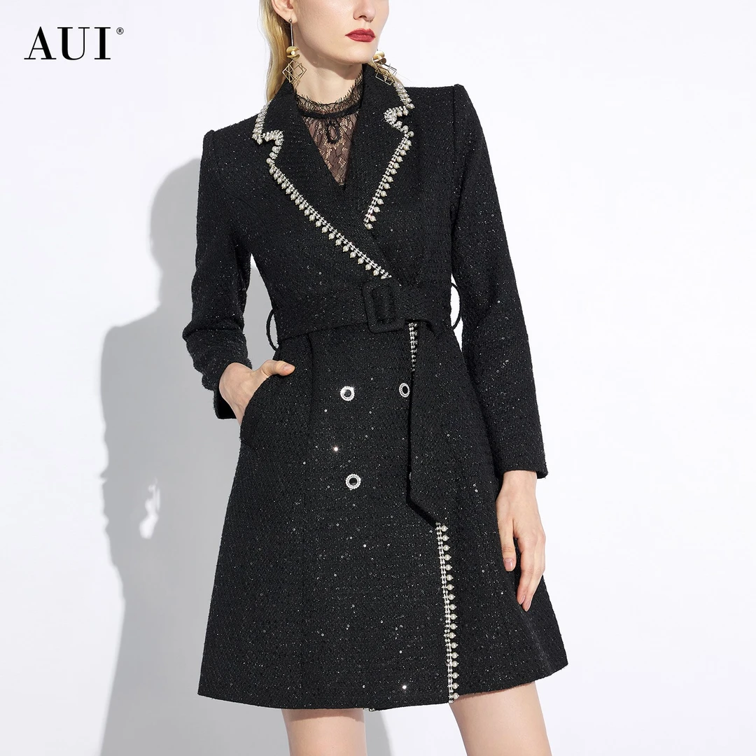 【阿芝专属】AUI黑色轻奢名媛气质设计西装西服外套-20Q046859