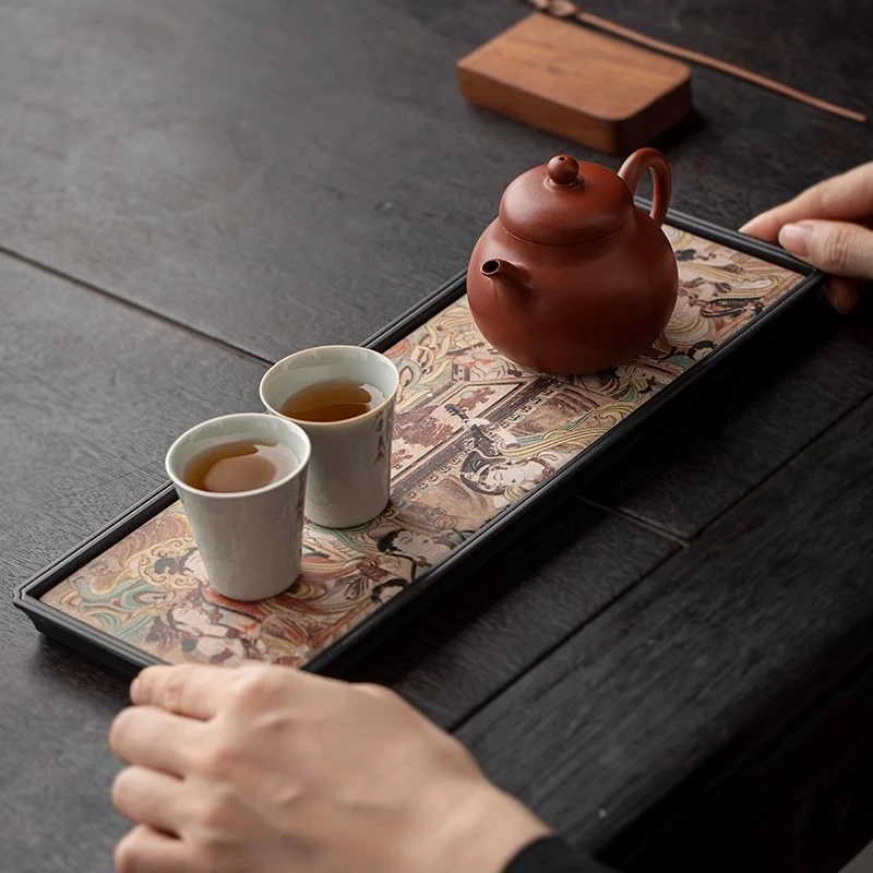 国风茶盘干泡盘茶台吸水壶承小型中式国潮功夫茶具配件复古茶托盘
