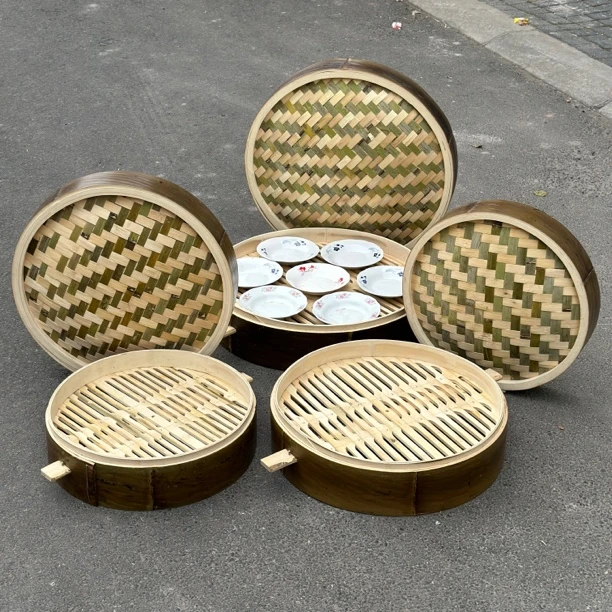 直播大尺寸47 53 60厘米竹蒸笼竹皮商用小笼包蒸屉蒸包子 送蒸布