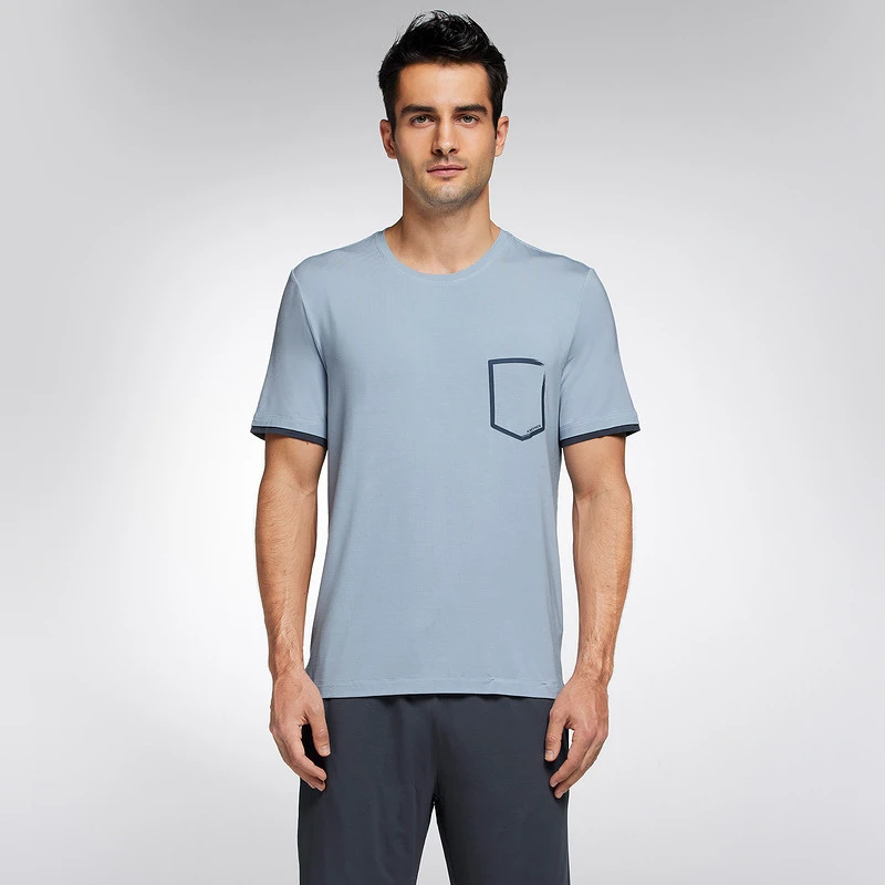 爱慕先生23SS睡眠家居莫代尔套装男士圆领套头短袖+短裤NS43J711