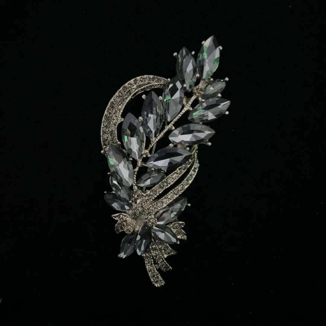 澜瑟 锌合金合成锆石胸针 xz4364流金麦穗 灰 胸针饰品手工时尚