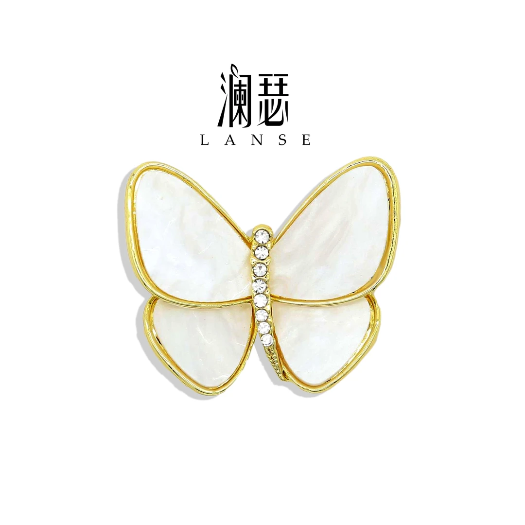澜瑟 锌合金胸针 xz4334化蝶 白中号 轻奢优雅奢华