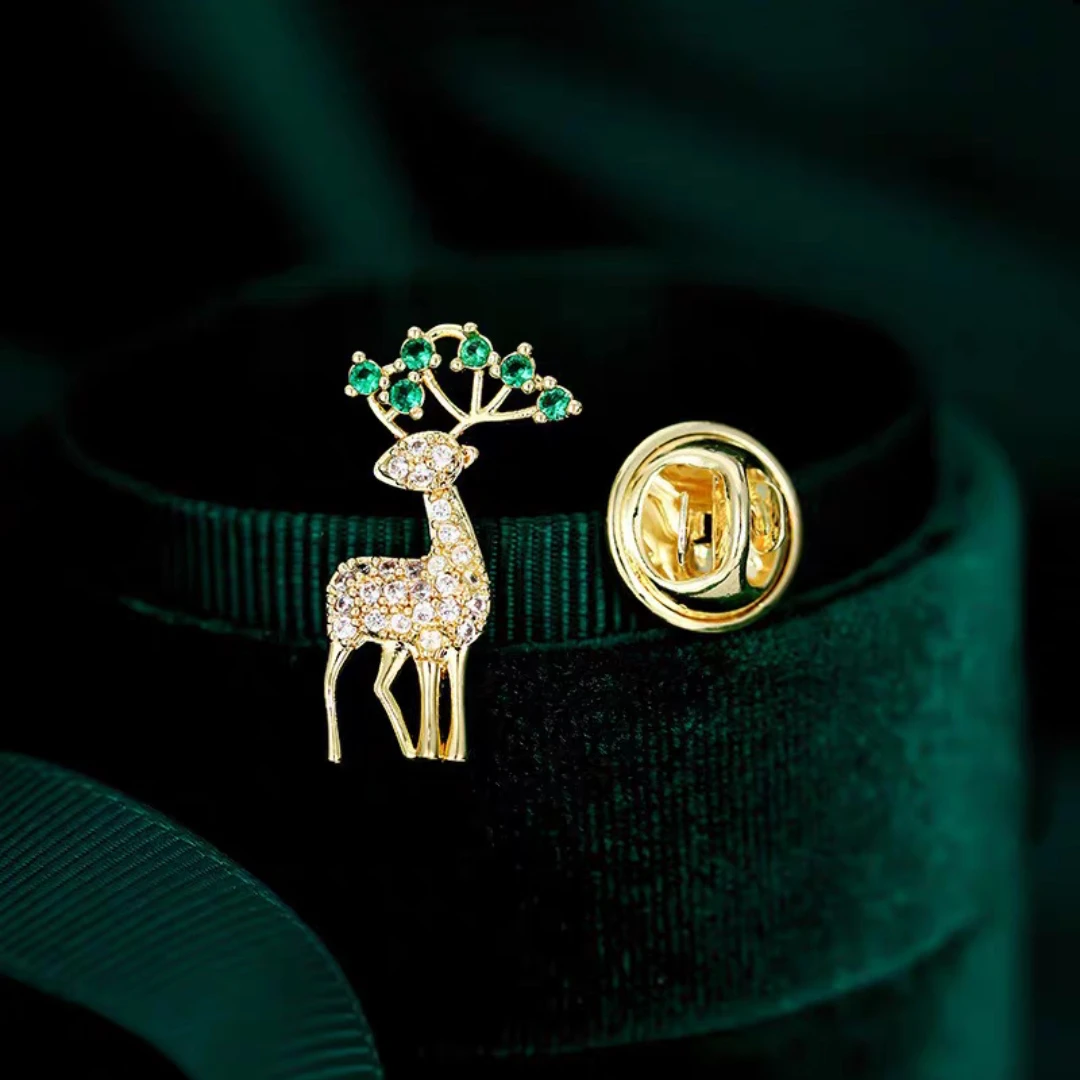 澜瑟 铜合金合成锆石胸针 XZ3705奈良的鹿mini 可爱时尚气质胸针